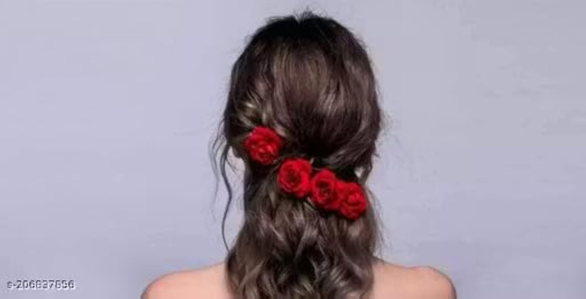 Decorative Red Rose Hair Pins, Artificial Flower Clips